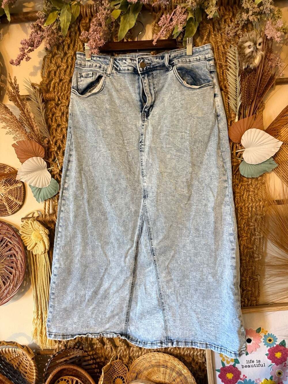 The Main Street Exchange Light Acid Wash Denim Maxi Skirt